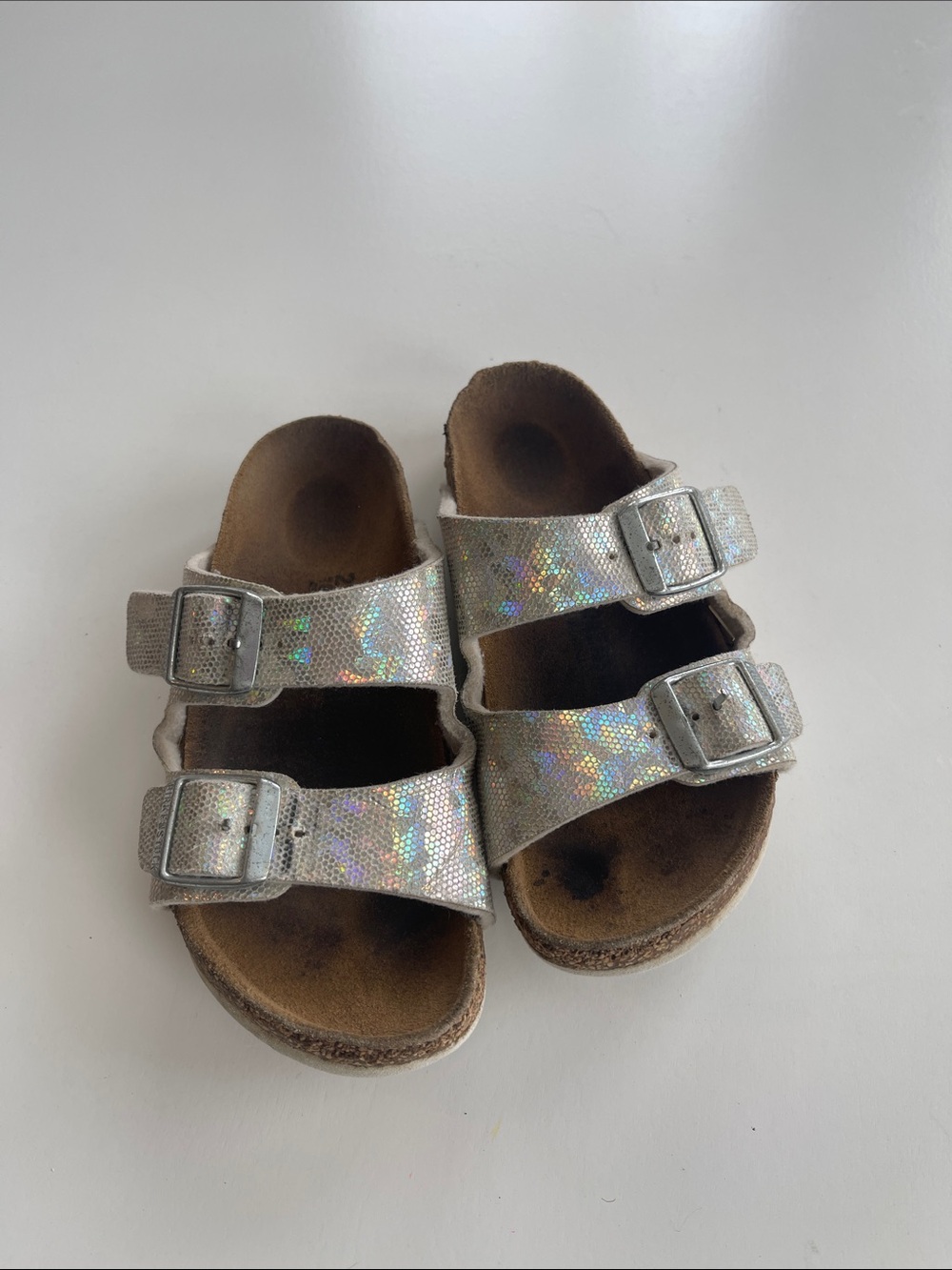 Birkenstock Kids Sparkle Double-Buckle Slide Sandals - Silver - Picture 3 of 5